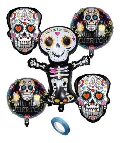 5 Day of the Dead Catrina Halloween Balloons - Festive Party Decorations