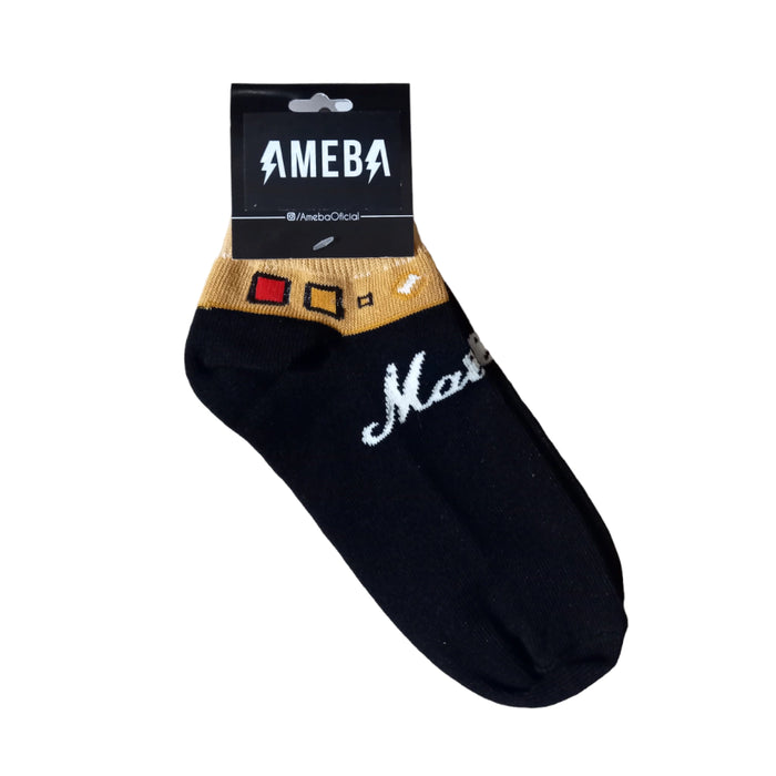 Ameba | Iconic Marshall Amplifiers Socks - Stylish Footwear for Music Enthusiasts | 20 cm x 10 cm