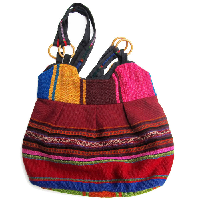 Authentic Argentine Northern Style Multicolor Rustic Fabric Bag with Central Pocket