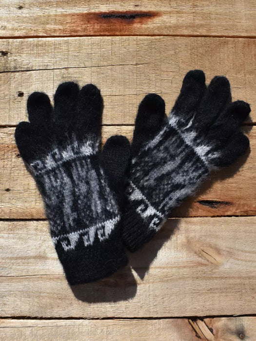 Authentic Humahuaca Wool Gloves - Handcrafted from Northern Argentina's Finest Alpaca Wool (Black)