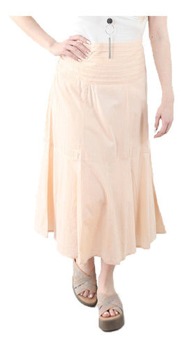 Plain Long Skirt with Pleats in Waistband Cotton Spiga 31 #4412 23