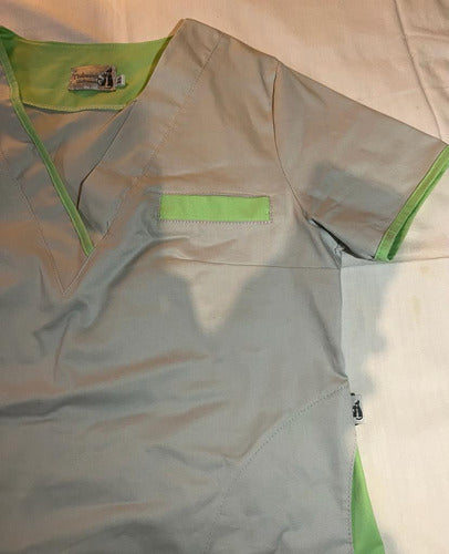 Thibema Pearl Grey Spandex Jacket with Apple Green Trims 1