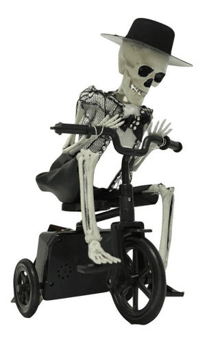 Halloween Skeleton on Bicycle with Sound Decoration Toy 0