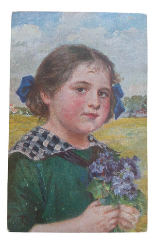 Painting Robert Völcker Lieschen Beautiful Girl With Flowers 0