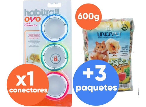 Habitrail Ovo Lock Connectors Hamster Tubes + Food Bags Bundle 1