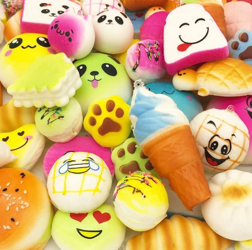 6 Squishy Mochi Food Keychains Toy Piñata Souvenir Pack 1