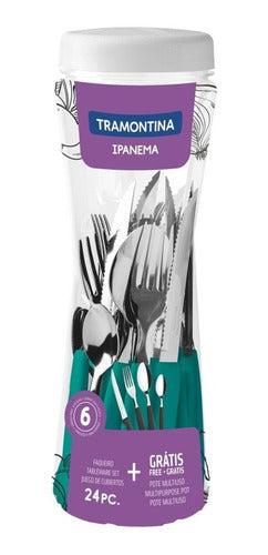 Tramontina Ipanema 24-Piece Cutlery Set in Plastic Pot 68