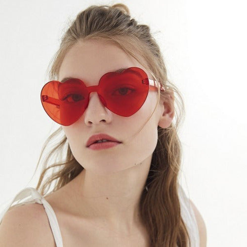Heart Shaped Sunglasses Frameless Vintage Glasses 5
