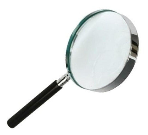 Handheld Magnifying Glass 3X Magnification 90mm Metal Frame Mineral Glass Lens 0