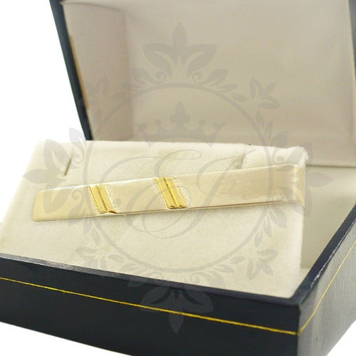 925 Silver and Gold Engraved Cufflinks and Tie Clip Set 1