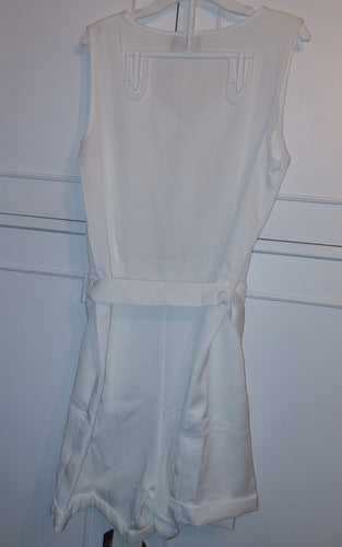 Women's White Jumpsuit with Shorts and Stones Bow - Size M-L by Zoa Grows 4