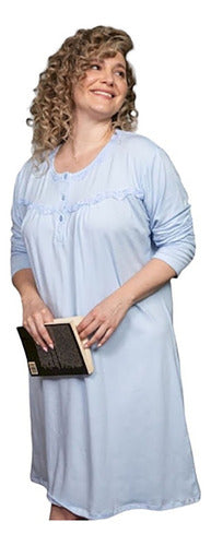 Long Sleeve Plus Size Nightgown Bianca Secreta 24548 E 1