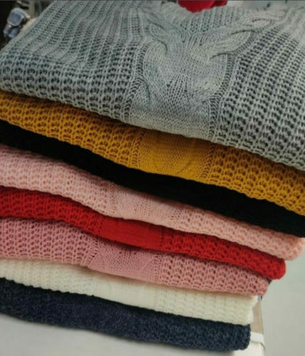 Oversized Braided Wool Acrylic Maxi Sweater Women 8