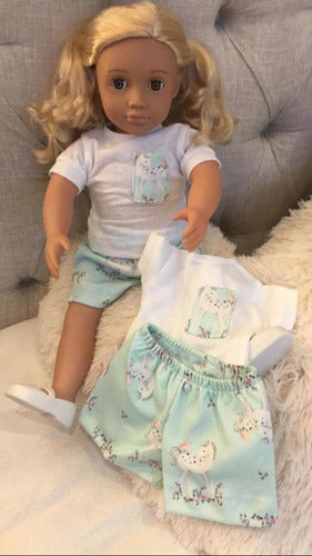 Short Sleeve Nightgown Set for Girls and American Girl Doll 1