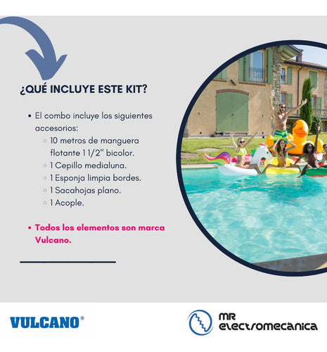 Vulcano Cleaning Kit: Pool Vacuum + 10m Hose + Coupling 1