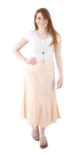 Plain Long Skirt with Pleats in Waistband Cotton Spiga 31 #4412 24