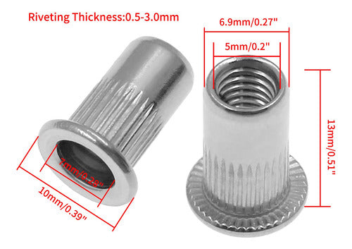 60pcs M5 Stainless Steel Threaded Rivet Nuts (5x13mm) 4
