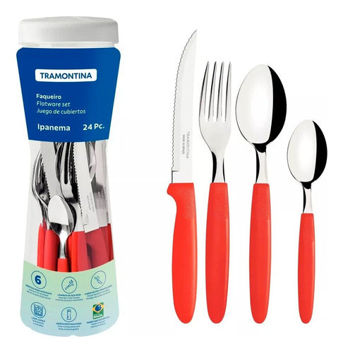 Tramontina Ipanema 24-Piece Cutlery Set in Plastic Pot 36