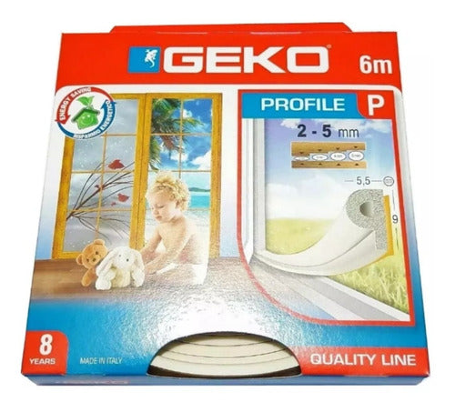 Door/Window Draught Excluder White and Brown Profile P Geko Italy 0