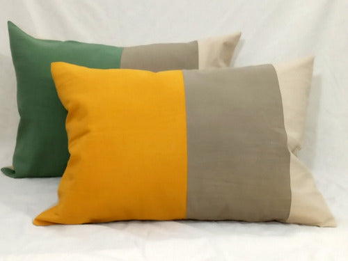 Set of 3 Striped Tussor Cushion Covers 50 x 70 1