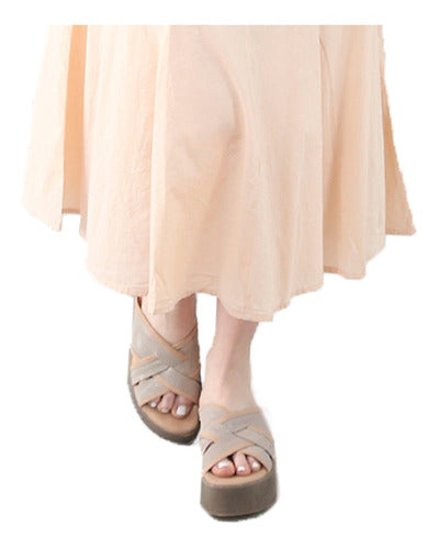Plain Long Skirt with Pleats in Waistband Cotton Spiga 31 #4412 25