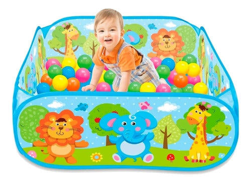Foldable Square Playpen for Babies 70 x 70 with 50 Balls 0
