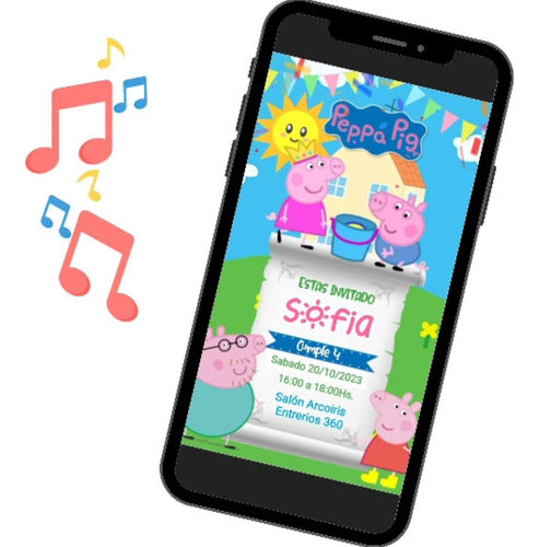 Digital Invitation Peppa Pig Card with Music and Movement 1
