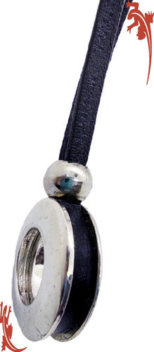 Leather Necklace with 3cm Metal Pendant, 52cm Long, 1 Unit 4