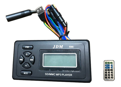 JDM MP3 Player for Motorcycle/Boat USB/SD/AUX with Remote Control 0