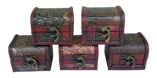 Set of 5 Wooden Jewelry Boxes Ideal for Souvenirs 0