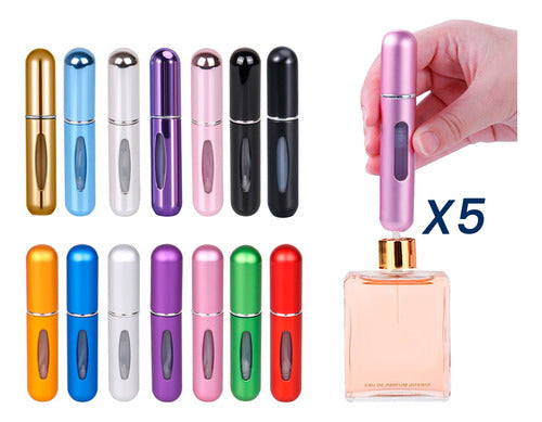 5 Mini Refillable Portable Perfume Atomizers 8ml Assorted Colors 1