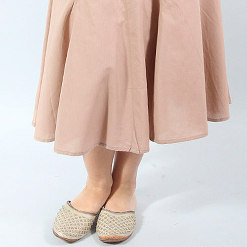 Plain Long Skirt with Pleats in Waistband Cotton Spiga 31 #4412 10