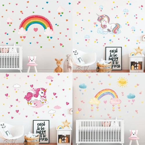 Children's Unicorn Rainbow Flower Decorative Wall Decals 0
