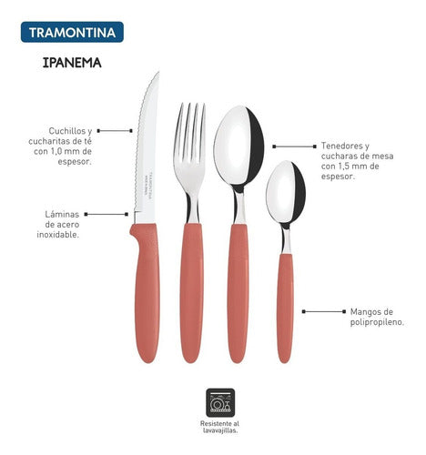 Tramontina Ipanema 24-Piece Cutlery Set in Plastic Pot 76