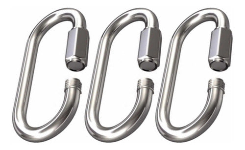 Galvanized Steel Carabiner Link with Nut 5x50mm Set of 3 0