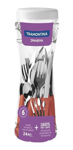 Tramontina Ipanema 24-Piece Cutlery Set in Plastic Pot 77
