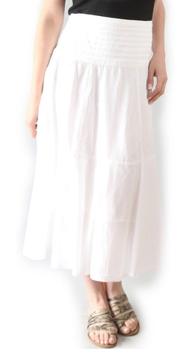 Plain Long Skirt with Pleats in Waistband Cotton Spiga 31 #4412 0