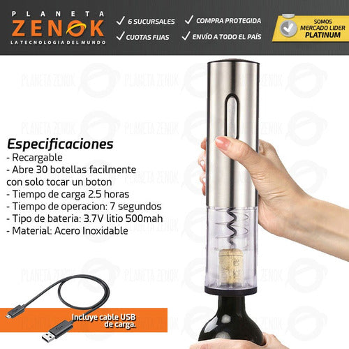 Rechargeable Electric Automatic Corkscrew for Gourmet Cooking - Daza DZRLWO36R 3