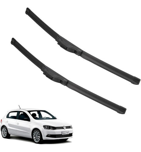 Kit 2 Front Wiper Blades Flex Rubber VW Polo 2018 to 2021 RF 0