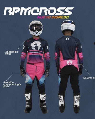 RPM Cross Neon Pink Motorcycle Gear Set + Casual T-Shirt - Size L 1