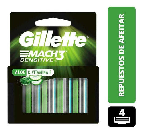 Gillette Mach3 Sensitive Aloe Refill X 4 Units 0