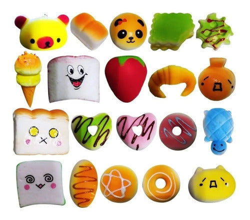 6 Squishy Mochi Food Keychains Toy Piñata Souvenir Pack 0