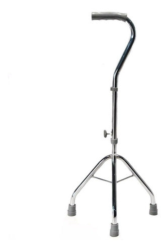 Adjustable Chromium Plated Tripod Cane with C-Shaped Extendable Handle Light 0
