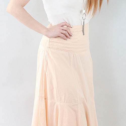 Plain Long Skirt with Pleats in Waistband Cotton Spiga 31 #4412 26