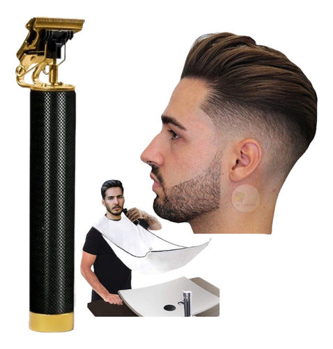 Portable Hair and Beard Trimmer Shaver Machine + Beard Apron Cape 0