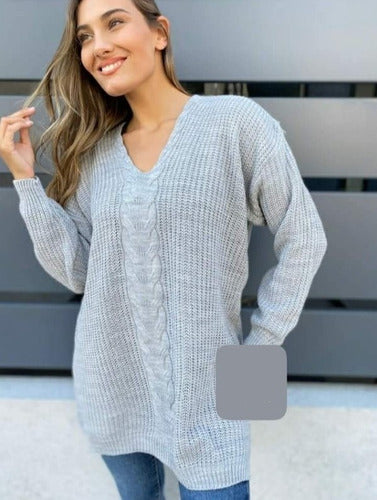 Oversized Braided Wool Acrylic Maxi Sweater Women 6
