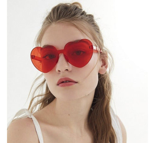 Heart Shaped Sunglasses Frameless Vintage Glasses 1