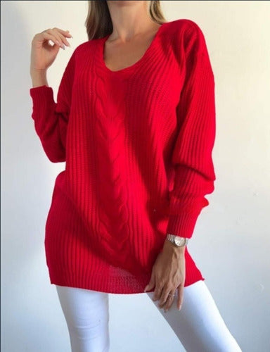 Oversized Braided Wool Acrylic Maxi Sweater Women 9