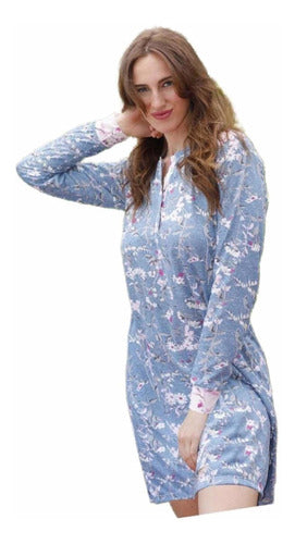 Winter Modal Printed Button Nightgown - Doncelle 1116-20 0