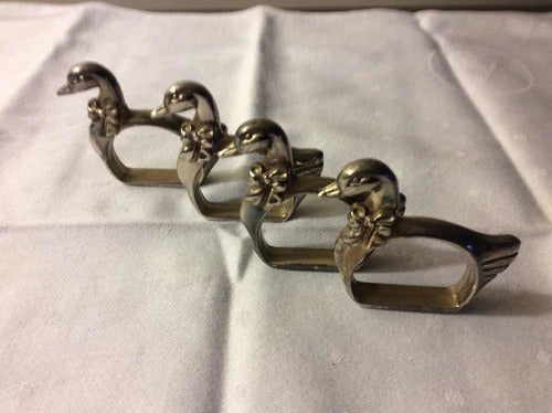 Set of 4 Duck Shaped Metal Napkin Rings - Lovely 0